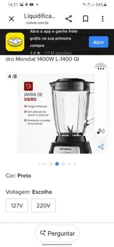 Liquidificador mundial L1400 Gi 2200V/60Hz