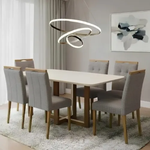 Mesa Jantar Atlas 1,60m 6 Cadeiras Madeira Maciça Produto Novo!! Pronta Entrega!!
