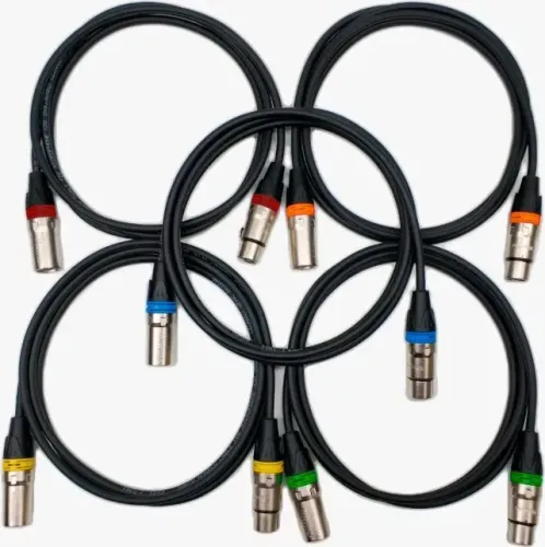 Kit de 5 cabos balanceados para microfone Santo Angelo - XLR - Wireconex