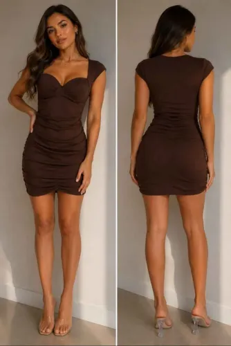 ? Vestido Marrom Justo com Bojo - Elegante e Confortável ?