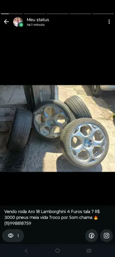 Roda Aro 18 Lamborghini 4 Furos tala 7 Troco por som de carro ou por outras aro 17 Fiat