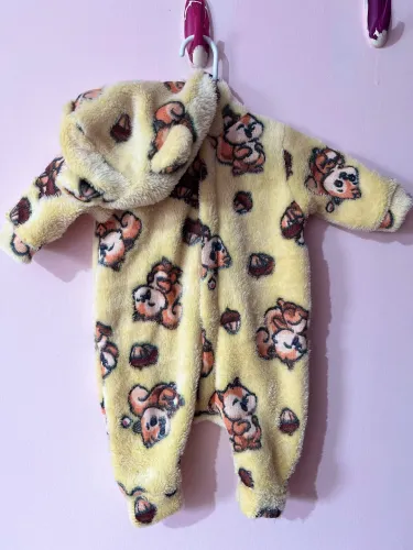 Kit 3 Peças - Macacão de Inverno Com Capuz Para Bebê (Tamanho P)