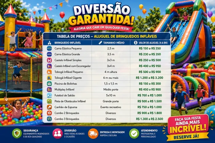 Aluguel de brinquedos infláveis 