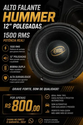 Alto falante Hummer de 12 1500rms