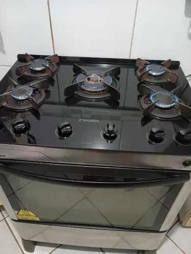 Fogão elétrico 5 bocas com tampo de vidro
