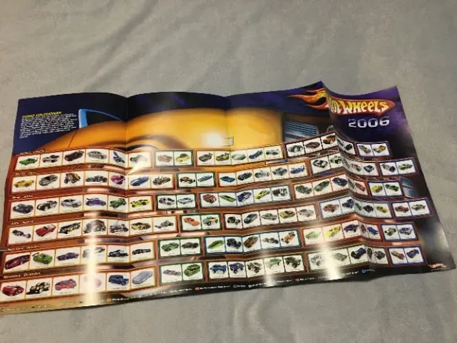 Hot wheels carrinhos poster grande com coleção de 2006 - novo