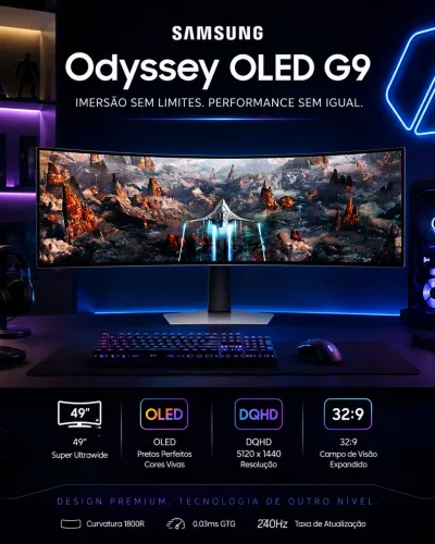 Samsung Odyssey OLED G9 49? OLED - Estado de Novo com Nota Fiscal ( Com garantia) 