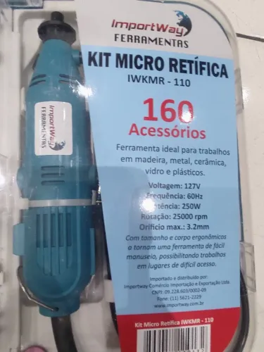 Kit Micro Retífica Importway 250W Completo com Maleta e Acessórios 110