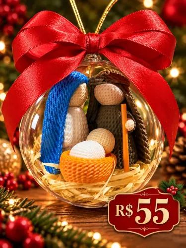 Presépio de Natal 3D na Bola Transparente