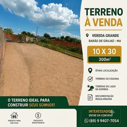 TERRENO 10X30 EM BARAO DE GRAJAU - MA