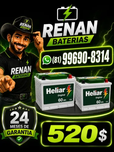Bateria heliar 60ah 24 meses garantia 