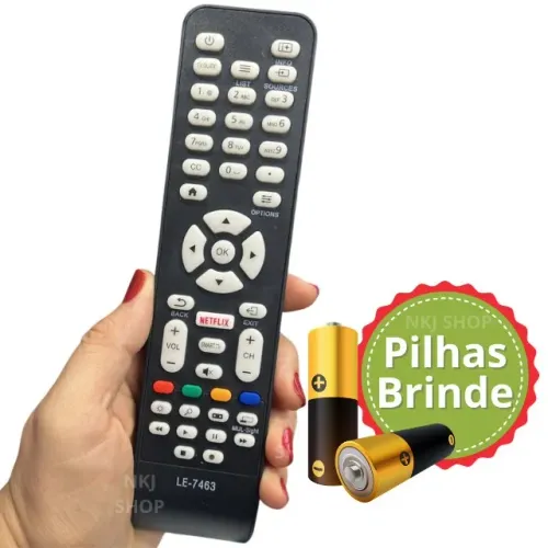 Controle Remoto Compatível com TV AOC Netflix LED Smart LE-7463 + Pilhas