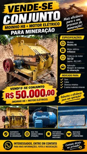 Moinho H8 motor elétrico trifásico 50cv