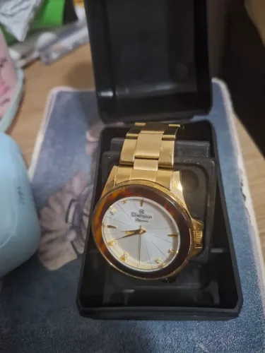 Relógios champion elegance dourado aço inoxidável