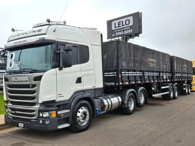 Scania R440 6x2 Highline Ano 18 Teto Alto Aut + Bitrem Graneleiro Randon 2020 7.5 x 1.80mt