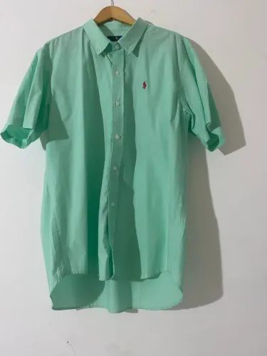 Camisa masculina RALPH LAUREN, verde claro, tamanho GG.