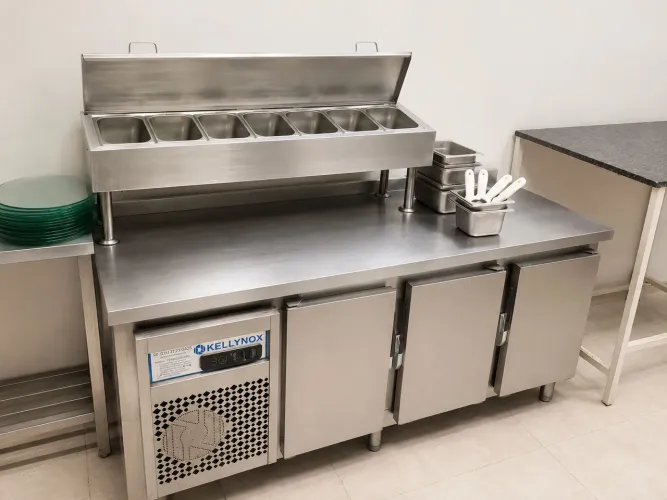 Praça Refrigerada Kellynox 2,00 x 0,60 m - 220V - 6 Cubas
