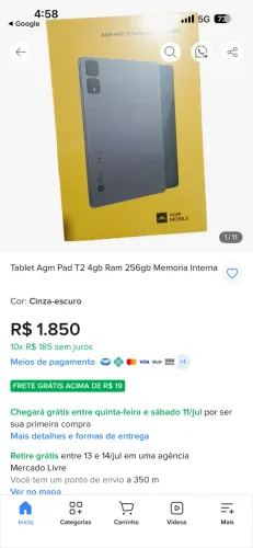 Tablet Agm Pad T2 4gb Ram 256gb