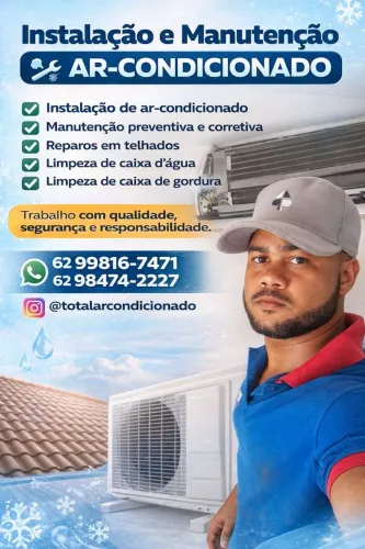 Instalação e Manutenção Ar Condicionado | Telhado | Limpeza Caixa de gordura