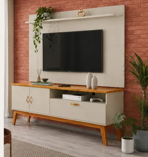 Rack retro com painel 1.60 amplo