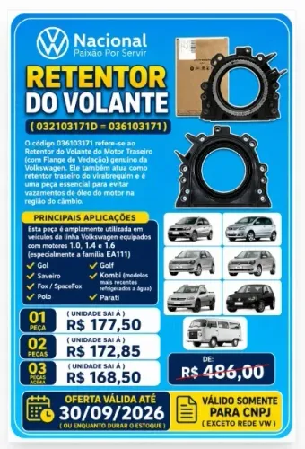 RETENTOR DO VOLANTE (032103171D = 036103171)