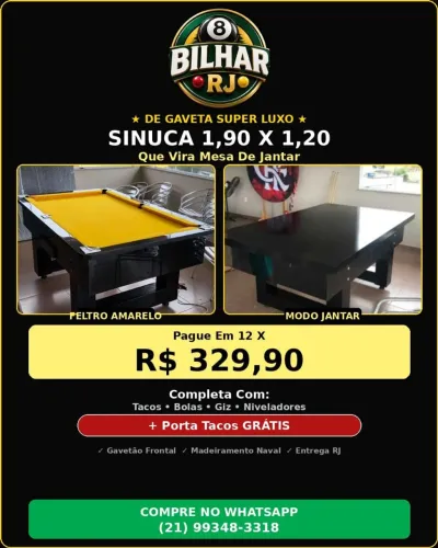 Sinuca 2 X 1 Mesa De Jantar 