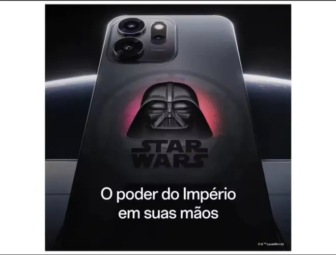 Oppo Reno 14F Edição Especial Star Wars Darth Vader