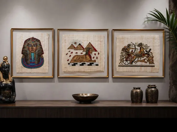 Conjunto com 3 Quadros Egípcios
