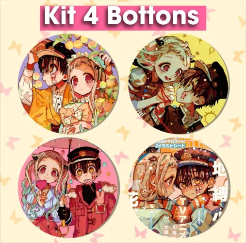 Kit com 4 Bottons de Toilet Bound Hanako-Kun Personalizados
