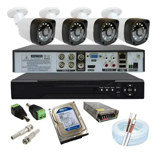 Kit cftv dvr + 4 cameras ahd, com instalação e acesso pelo aplicativo