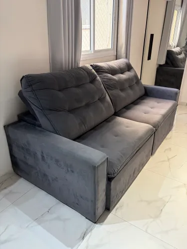 Sofá Retrátil Cinza 2.40 Perfeito Estado