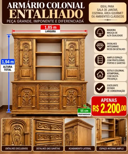 Móveis rústicos conservados e de excelente qualidade.
