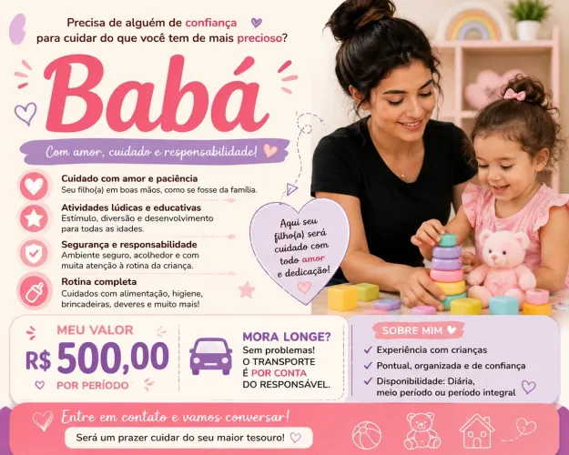 Babá disponível 500r$