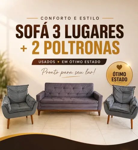 Sofá 3 lugares e 2 poltronas