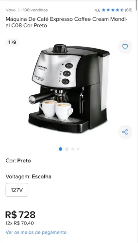 Cafeteira Mondial Premium 