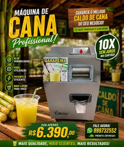 Maquina de caldo de cana nova pronta entrega em 10x sem juros