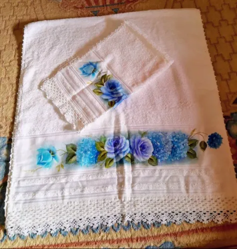 Kit toalhas de banho pintadas a mão