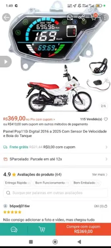 Vendo painel digital pra pop com 800km rodados so