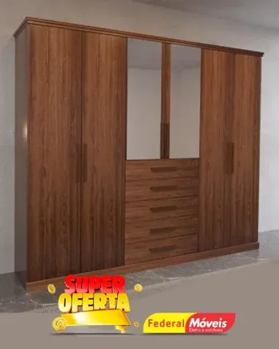 Guarda Roupa 100% MDF 6 Portas 5 Gavetas c/ Espelho Direto da Fabrica Fazemos Entrega
