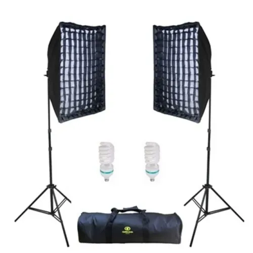 Kit Luz Contínua 2 softbox 50x70+ 2 Lâmpadas 220 V+ 2 Tripés+ 1Bolsa+ 2Grid (KIT AGATA II)