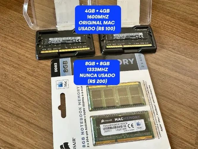 Memória RAM MAC ORIGINAL: 4+4GB 1600MHz e 8+8GB 1333MHz