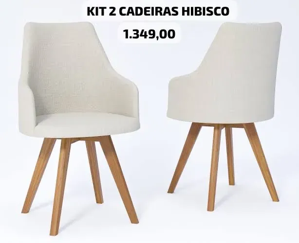 Kit com 2 cadeiras hibisco luxo - ENTREGA HOJE !!!