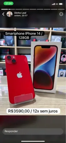 Smartphone IPhone 14 / 128GB / Loja Física / 12x Sem Juros 