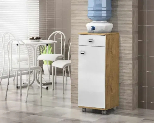 Promoção! Balcão Bianca 1 Porta 1 Gaveta Castanho/Branco Até 12x