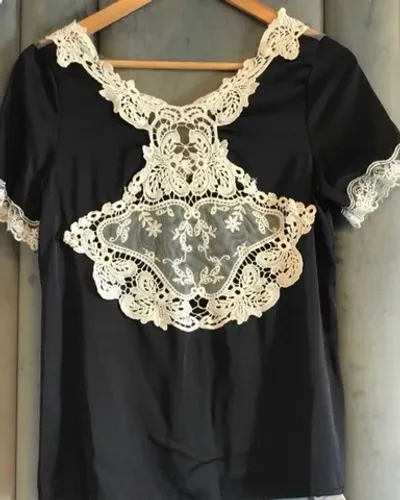 Blusa de cetim e gripi c tule nas costas tamanho M NOVA