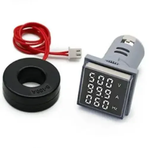 Voltímetro/Amperímetro,Frequencímetro  LED AC 20Vac a 500Vac  0a - 100a