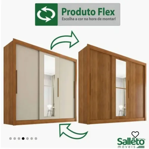 GUARDA ROUPA CASAL COM 1 ESPELHO TOKIO MONTAGEM GRÁTIS 