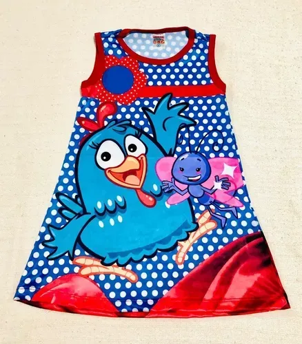 Vestido Infantil Galinha Pintadinha - Trapézio - Suplex
