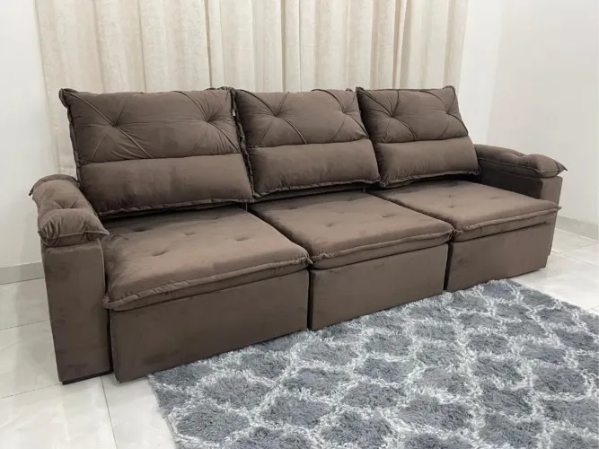 Sofá Retrátil e Reclinável 2,80m Molas Bonnel Pillow Top OFERTA l443