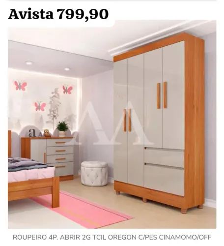Guarda-Roupa 4 Portas 2 Gavetas Oregon Cinamomo